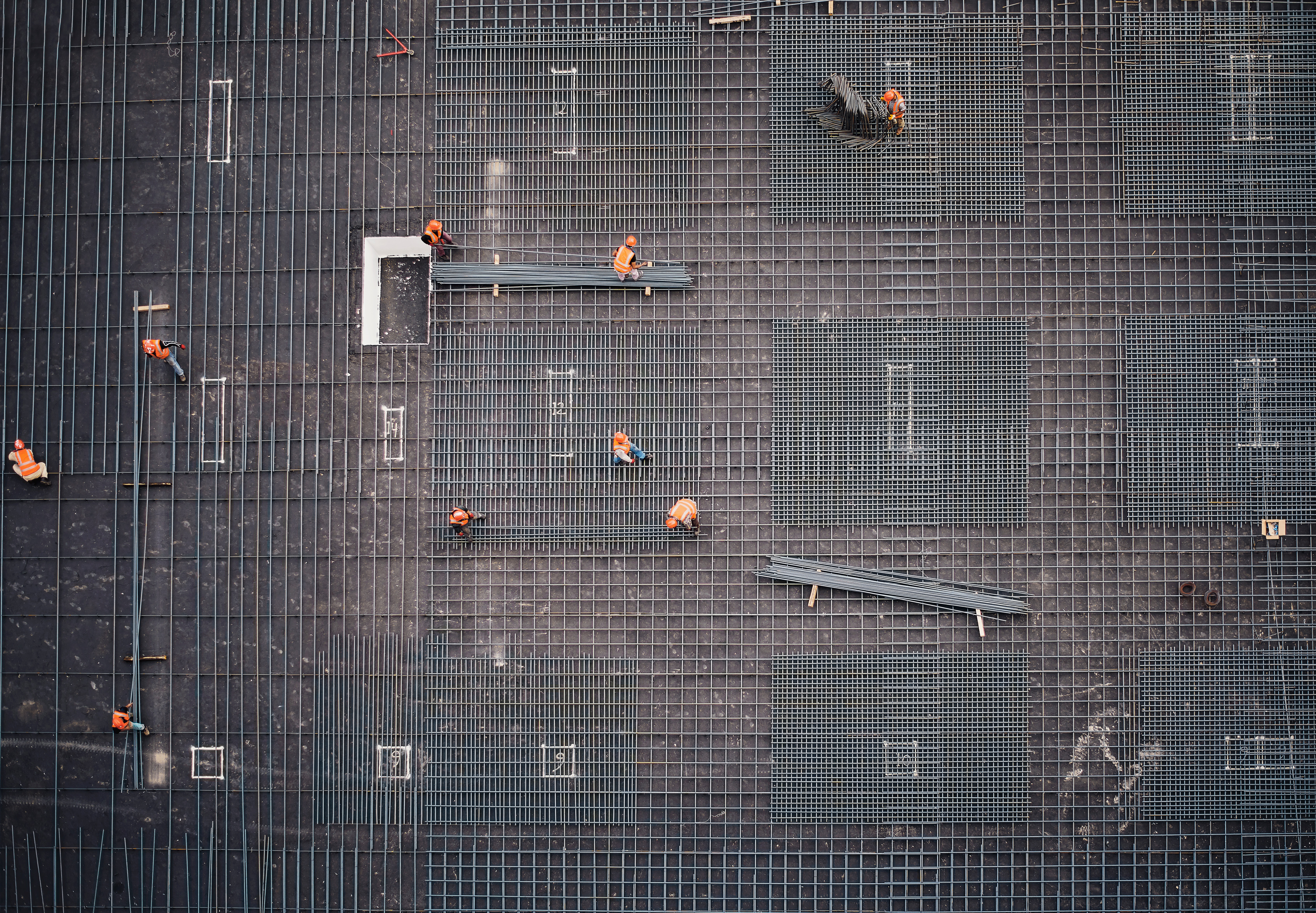 Aerial view of reinforcement steelwork